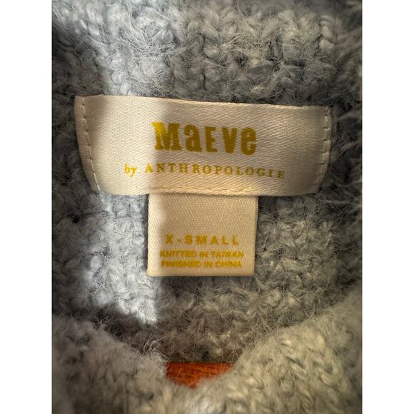 Anthropologie Maeve Light Blue Cowl-Neck Fuzzy Knit Pullover Sweater XS - Picture 6 of 8